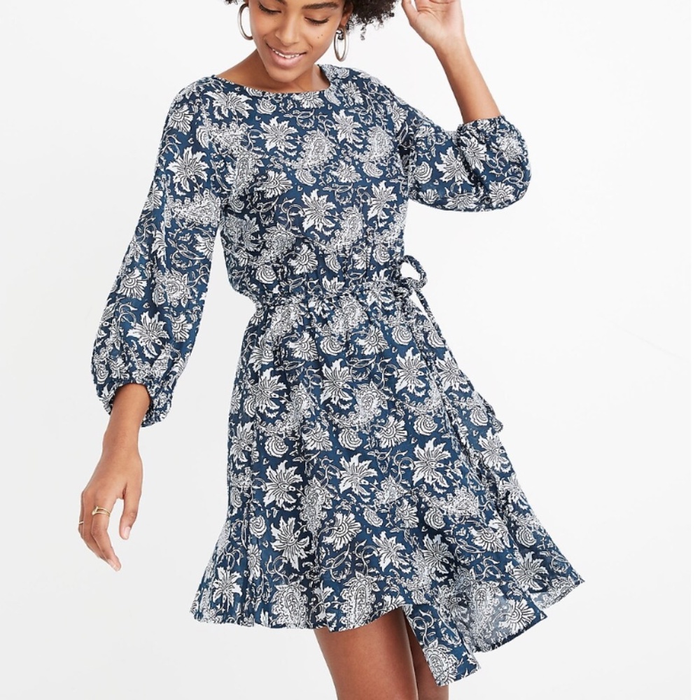 Apiece Apart Sabine Cotton Silk Floral Print Mini Dress Sz 0